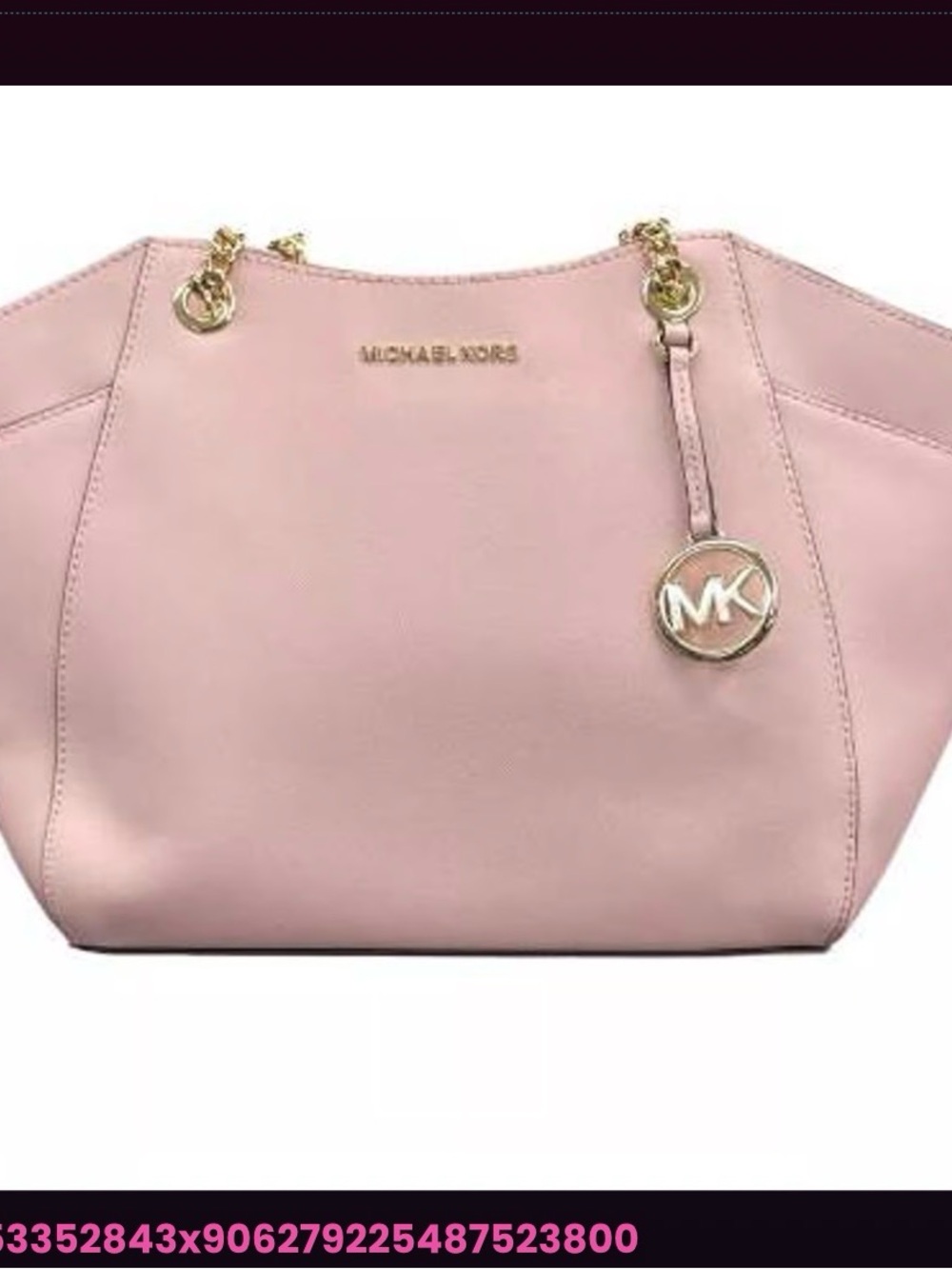 Michael Kors Blush Pink Leather Shoulder Tote with Gold Accent. COA